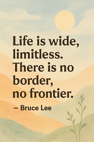 Life is wide, limitless. There is no border, no frontier.