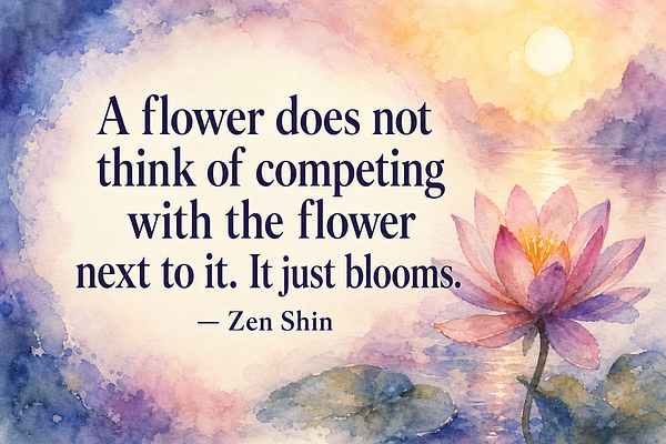 A flower does not think of competing with the flower next to it. It just blooms.